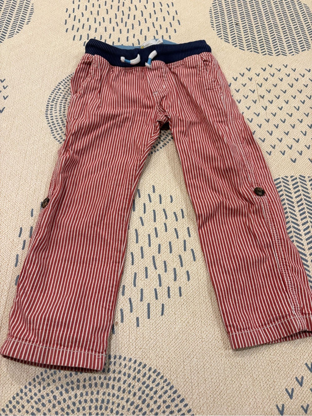 Mini Boden Red & White Striped Drawstring Chinos Bermuda Shorts Pants